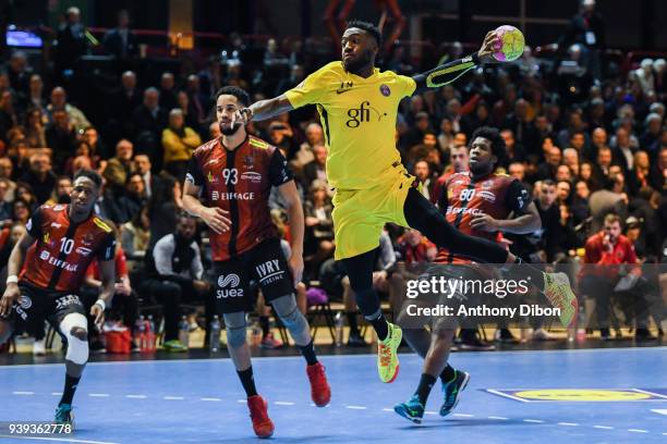 Luc Abalo of PSG during the Lidl Star Ligue match between Ivry and Paris Saint Germain on March 28, 2018 in Paris, France.