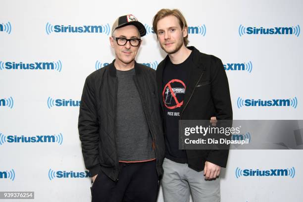 Alan Cumming and Zachary Booth visit SiriusXM Studios on March 28, 2018 in New York City.
