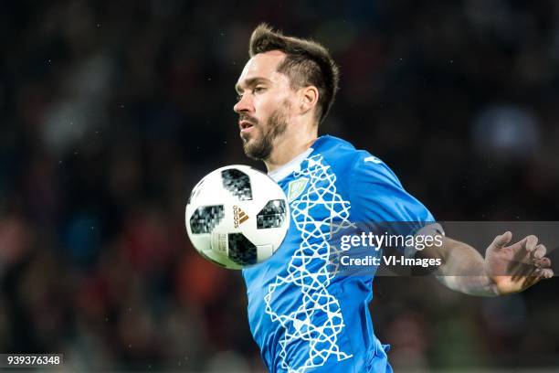 Oleg Zoteev of Uzbekistan during the international friendly match between Morocco and Uzbekistan at the Stade Mohammed V on March 27, 2018 in...