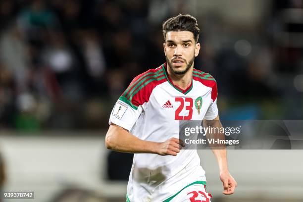 Oualid Azarou of Morocco during the international friendly match between Morocco and Uzbekistan at the Stade Mohammed V on March 27, 2018 in...