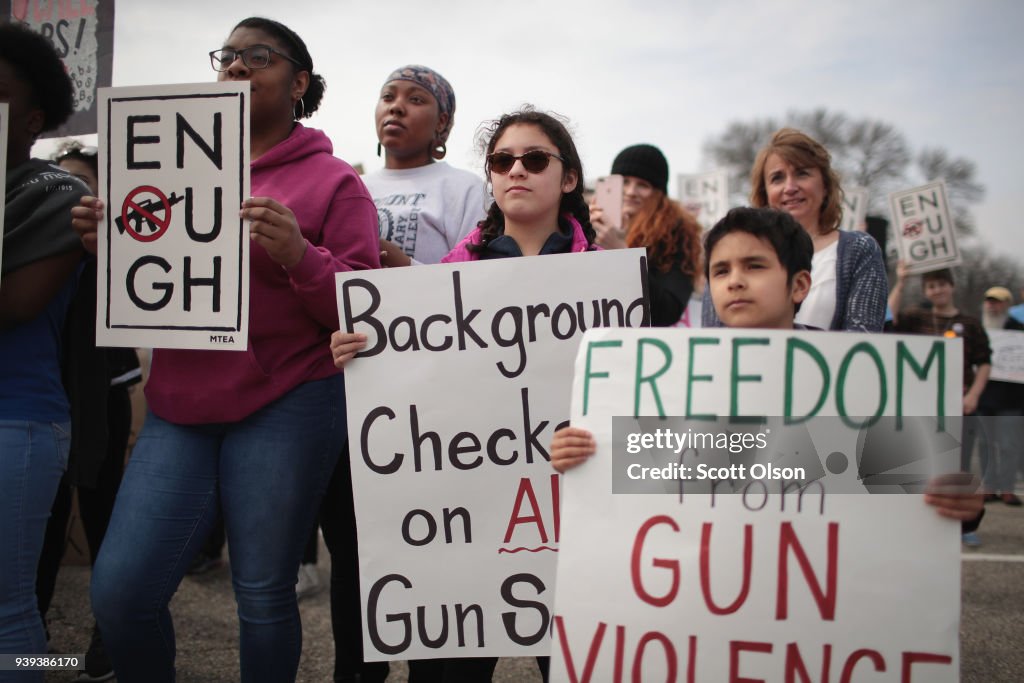 High School Students March To House Speaker Paul Ryan's District In Call For Increased Gun Control Laws