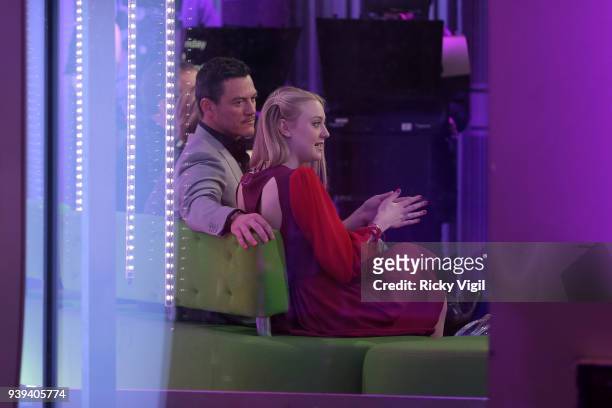 Luke Evans and Dakota Fanning seen at The One Show filmed at BBC Broadcasting House on March 28, 2018 in London, England.