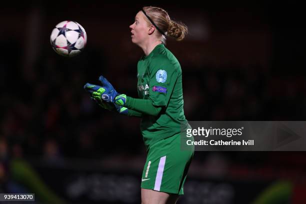 Hedvig Lindahl of Chelsea during the UEFA Womens Champions League Quarter-Final Second Leg between Chelsea Ladies and Montpellier at The Cherry Red...