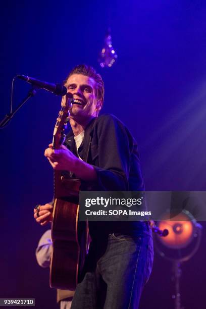 Alfie from Irish Folk group Hudson Taylor performs in Dublin's Olympia Theatre.