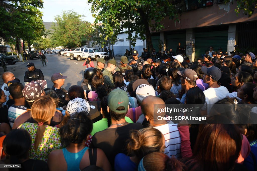 Relatives of detainees in the police headquarters of...