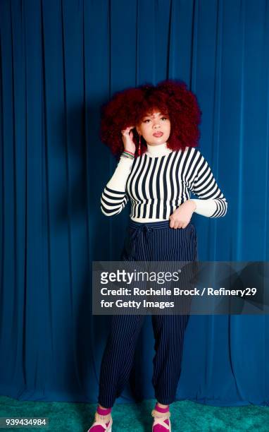 Full Body Beauty Portrait of Young Confident Woman with Natural Hair