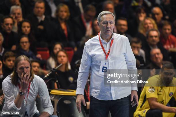 Staffan Olsson assistant coach and Zvonimir Serdarusic coach of PSG during the Lidl Star Ligue match between Ivry and Paris Saint Germain on March...