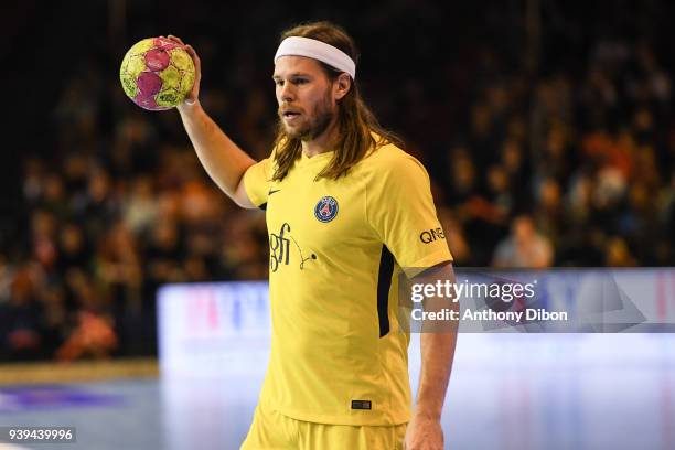 Mikkel Hansen of PSG during the Lidl Star Ligue match between Ivry and Paris Saint Germain on March 28, 2018 in Paris, France.