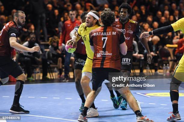 Mikkel Hansen of PSG during the Lidl Star Ligue match between Ivry and Paris Saint Germain on March 28, 2018 in Paris, France.