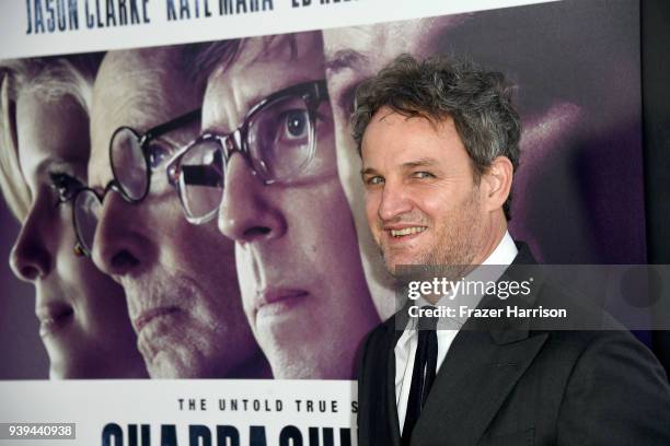 Jason Clarke attends the premiere of Entertainment Studios Motion Picture's 'Chappaquiddick' at Samuel Goldwyn Theater on March 28, 2018 in Beverly...