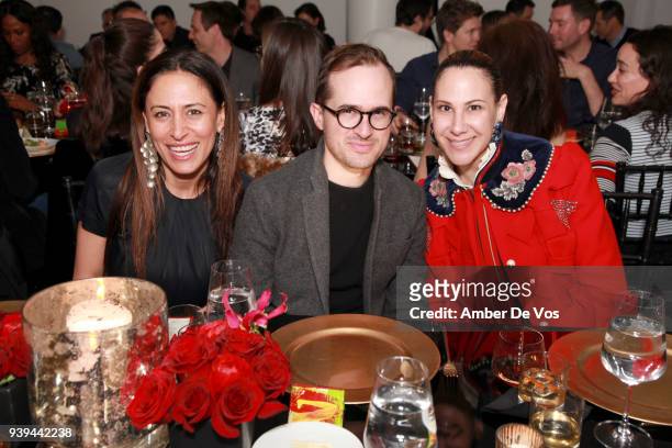 Patrice Farameh, Luke Brown and Alyson Cafiero attend an intimate dinner for FACUNDO Rum Collection and Artist Damian Aquiles to launch a collection...