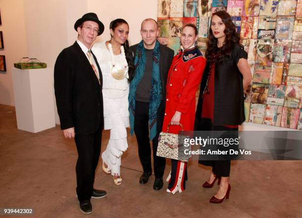 Tommy Silverman, Donna D'Cruz, Olivier Pechou, Alyson Cafiero and Natalie Kates attend an evening for FACUNDO Rum Collection and Artist Damian...