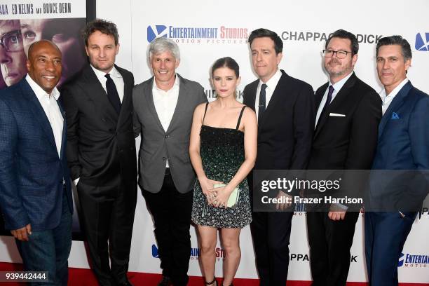 Entertainment Studios CEO/Co-Founder Byron Allen, Jason Clarke, John Curran, Kate Mara, Ed Helms, Campbell McInnes, and Mark Ciardi attend the...