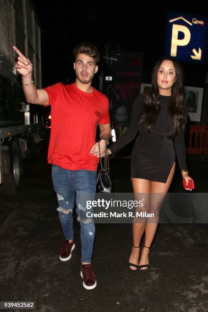 Charlotte Crosby leaving Lucky Voice karaoke club on March 28, 2018 in London, England.