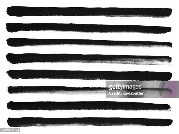 ink brush stroke set - straight lines - straight stock illustrations