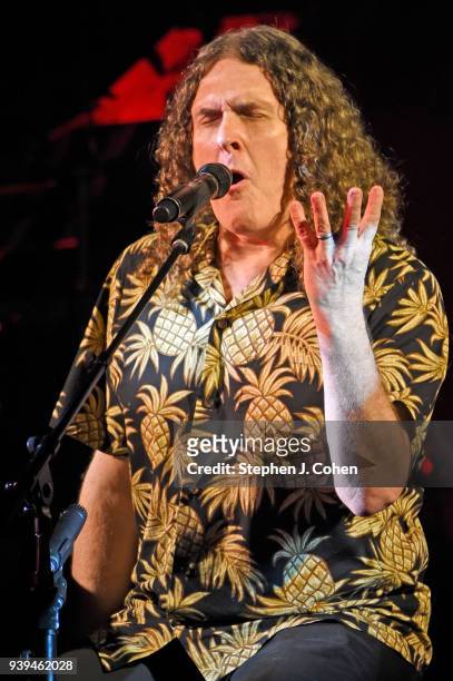 Weird Al" Yankovic performs during The Ridiculously Self-Indulgent,ÊIll-Advised Vanity Tour at Brown Theatre on March 28, 2018 in Louisville,...