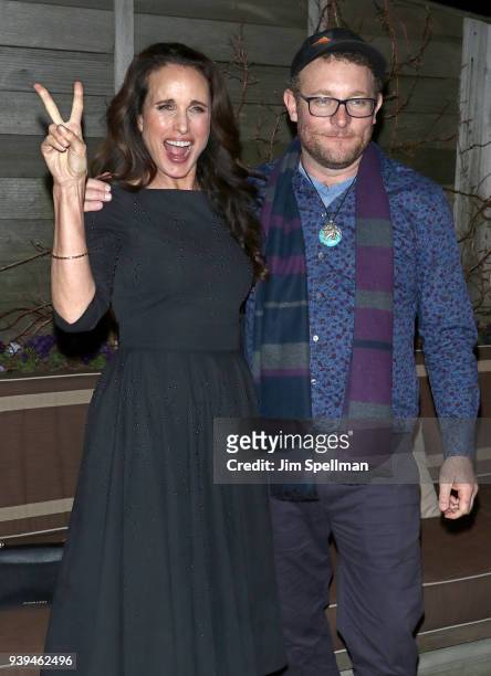 Actress Andie MacDowell and actor/comedian James Adomian attend the screening after party for Sundance Selects' "Love After Love" hosted by The...