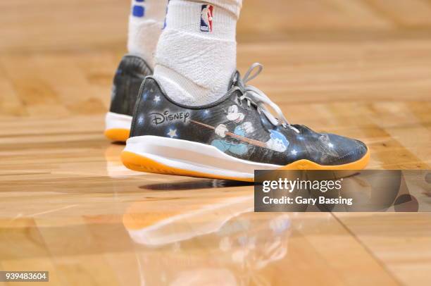 Sneakers of Shelvin Mack of the Orlando Magic during game against the Brooklyn Nets on March 28, 2018 at Amway Center in Orlando, Florida. NOTE TO...