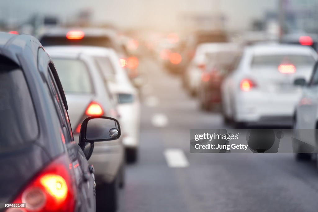 Traffic jam at road.Background blurred