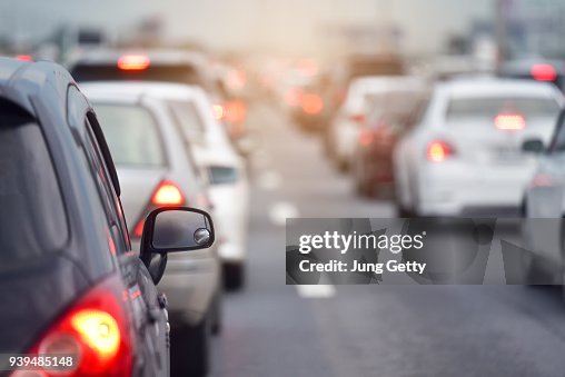 Traffic jam at road.Background blurred Traffic jam at road.Background blurred