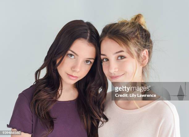 Kaylee Quinn and Rihanna Quinn pose for portrait wearing Moonstar Beauty at The Artists Project Giveback Day on March 28, 2018 in Los Angeles,...