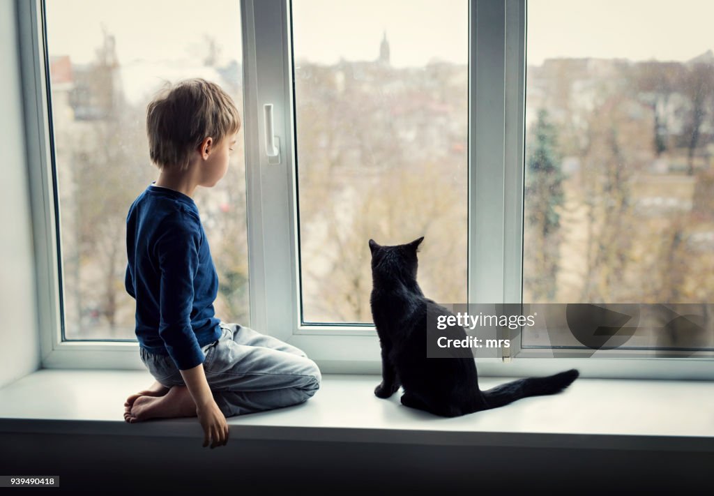 Boy with a cat