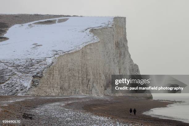 snow nature - cuckmere haven stock pictures, royalty-free photos & images