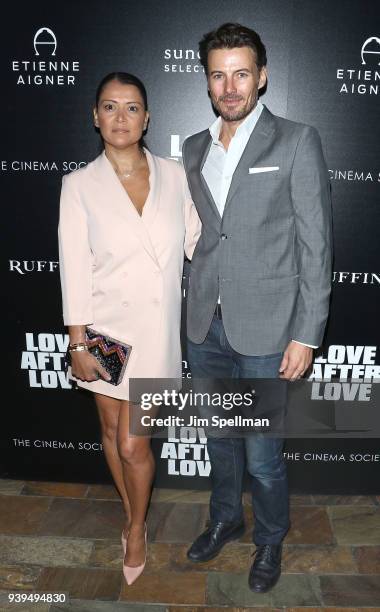 Keytt Lundqvist and model Alex Lundqvist attend the screening of Sundance Selects' "Love After Love" hosted by The Cinema Society with Etienne Aigner...