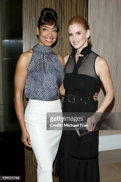 Gina Torres and Sarah Rafferty arrive to The Alliance for Children's Rights - 26th annual dinner held at The Beverly Hilton Hotel on March 28, 2018...