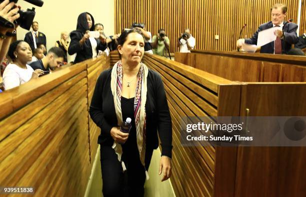 Convicted racist Vicki Momberg during sentencing at the Randburg Magistrates Court on March 28, 2018 in Randburg, South Africa. Momberg was sentenced...