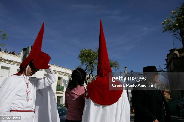 the penitents of the jeres de la fronteira,spain - fronteira stock pictures, royalty-free photos & images