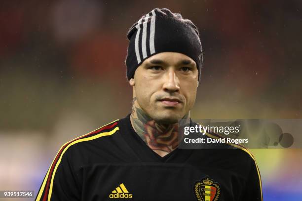 Radja Nainggolan of Belgium looks on during the international friendly match between Belgium and Saudi Arabia at the King Baudouin Stadium on March...