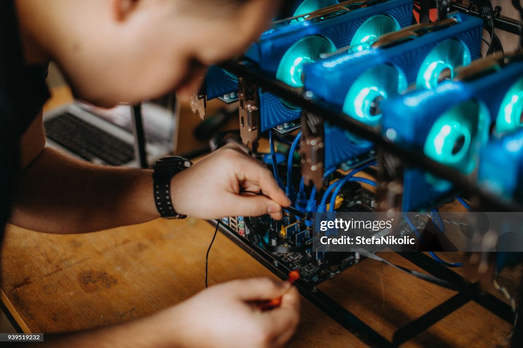 Man mining for bitcoin