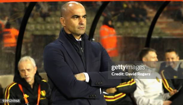 Roberto Martinez, the Belgium manager looks on during the international friendly match between Belgium and Saudi Arabia at the King Baudouin Stadium...