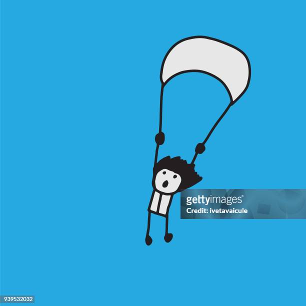 person with parachute. skydiver - stunt person stock illustrations