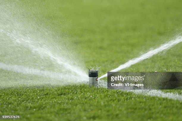 Sprinkler system, pitch watering during the International friendly match match between Portugal and The Netherlands at Stade de Genève on March 26,...