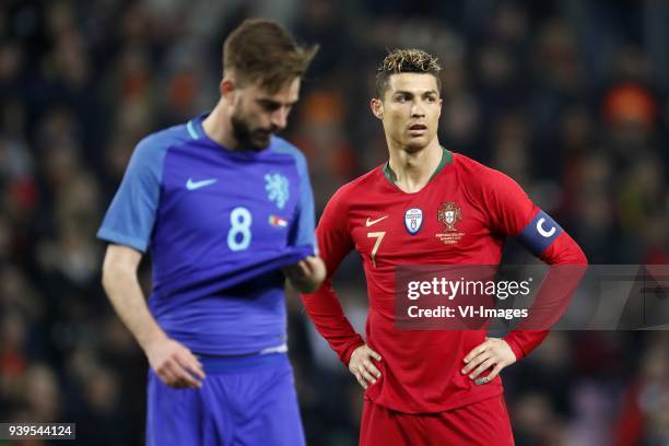 Davy Propper of Holland, Cristiano Ronaldo of Portugal during the International friendly match match between Portugal and The Netherlands at Stade de...