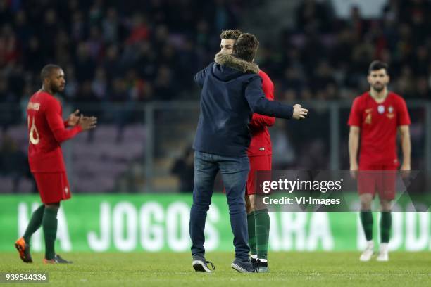 Fan kisses Cristiano Ronaldo of Portugal during the International friendly match match between Portugal and The Netherlands at Stade de Genève on...