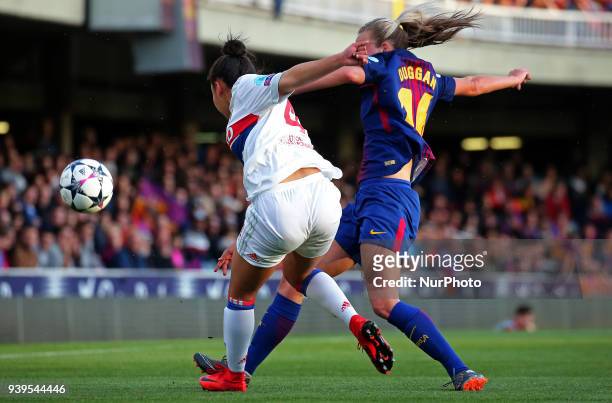 Selma Bacha and Toni Duggan during the match between FC Barcelona and Olympique de Lyon, for the secong leg of the 1/4 final of the Womens UEFA...