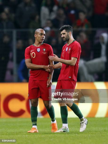 Joao Mario of Portugal, Luis Neto of Portugal during the International friendly match match between Portugal and The Netherlands at Stade de Genève...