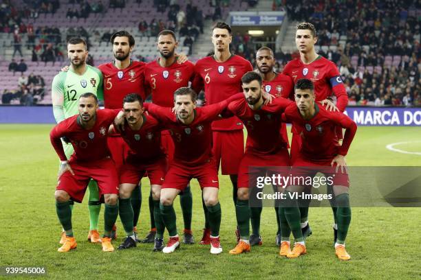 Goalkeeper Anthony Lopes of Portugal, Andre Gomes of Portugal, Rolando of Portugal, Jose Fonte of Portugal, Manuel Fernandes of Portugal, Cristiano...