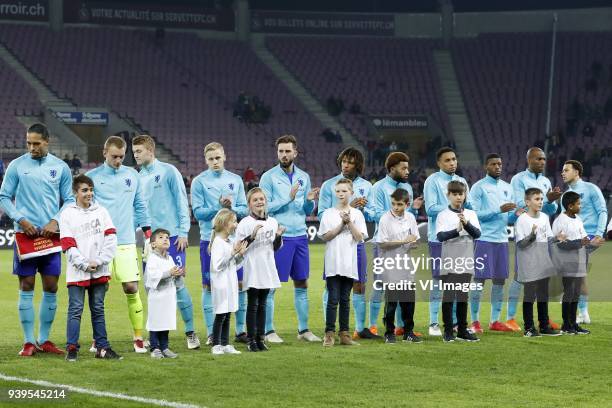 Virgil van Dijk of Holland, goalkeeper Jasper Cillessen of Holland, Matthijs de Ligt of Holland, Donny van de Beek of Holland, Davy Propper of...