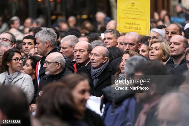 French right-wing Les Republicains party leader Laurent Wauquiez, French Interior Minister Gerard Collomb, Ile De France Region President Valerie...