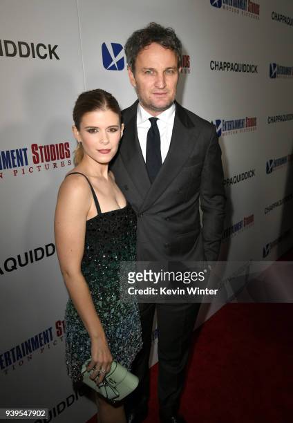 Actors Kate Mara and Jason Clarke arrive at the premiere of Entertainment Studios Motion Picture's "Chappaquiddick" at the Samuel Goldwyn Theatre on...