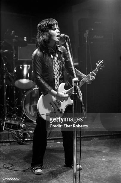 Musician and singer Joan Jett performing with The Runaways at CBGB's in New York City on March 23, 1978.