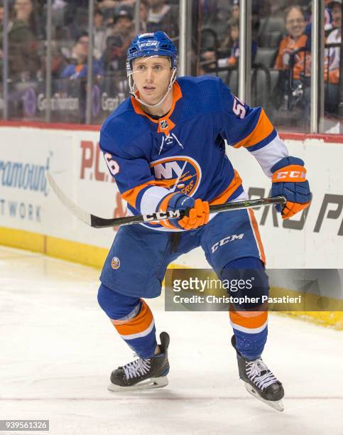 Tanner Fritz of the New York Islanders skates during the third period against the Montreal Canadiens at Barclays Center on March 2, 2018 in New York...