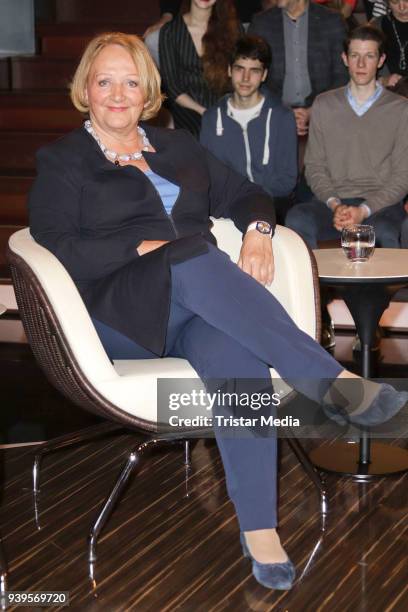 German politician Sabine Leutheusser-Schnarrenberger during the 'Markus Lanz' TV show on March 28, 2018 in Hamburg, Germany.