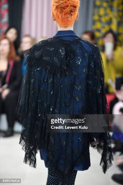 Model walks the runway at the Asli Filinta show during Mercedes Benz Fashion Week Istanbul at on March 29, 2018 in Istanbul, Turkey.