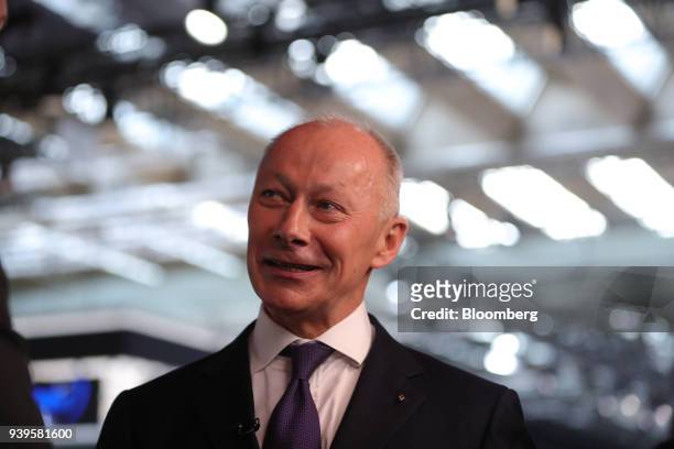 Thierry Bollore, chief competitive officer of Renault SA,speaks during a Bloomberg Television interview on the first media preview day of the IAA...