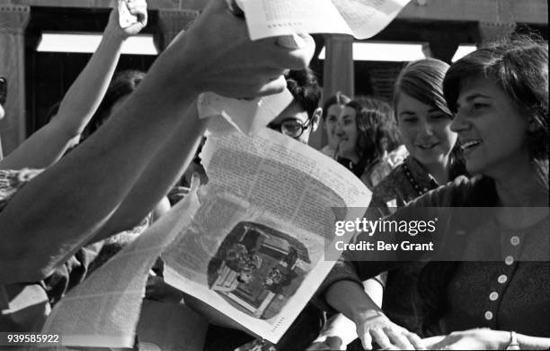 On the Atlantic City Boardwalk, demonstrators, among them Helen Kritzler , tear up magazines as they protest the Miss America beauty pageant,...